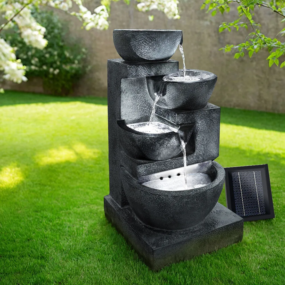 4 Tier Solar Powered Water Fountain with Light - Blue