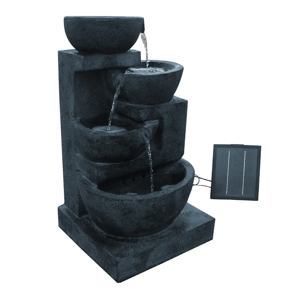 4 Tier Solar Powered Water Fountain with Light - Blue