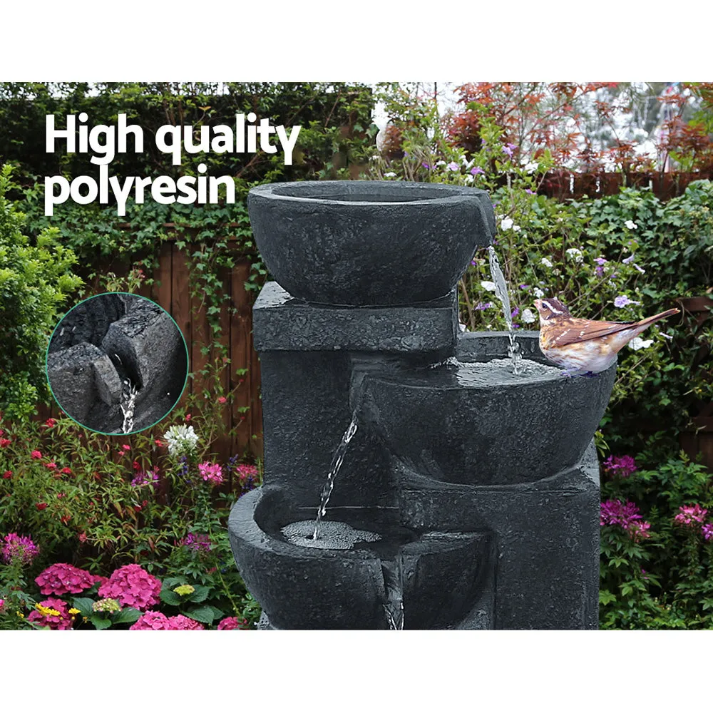 4 Tier Solar Powered Water Fountain with Light - Blue