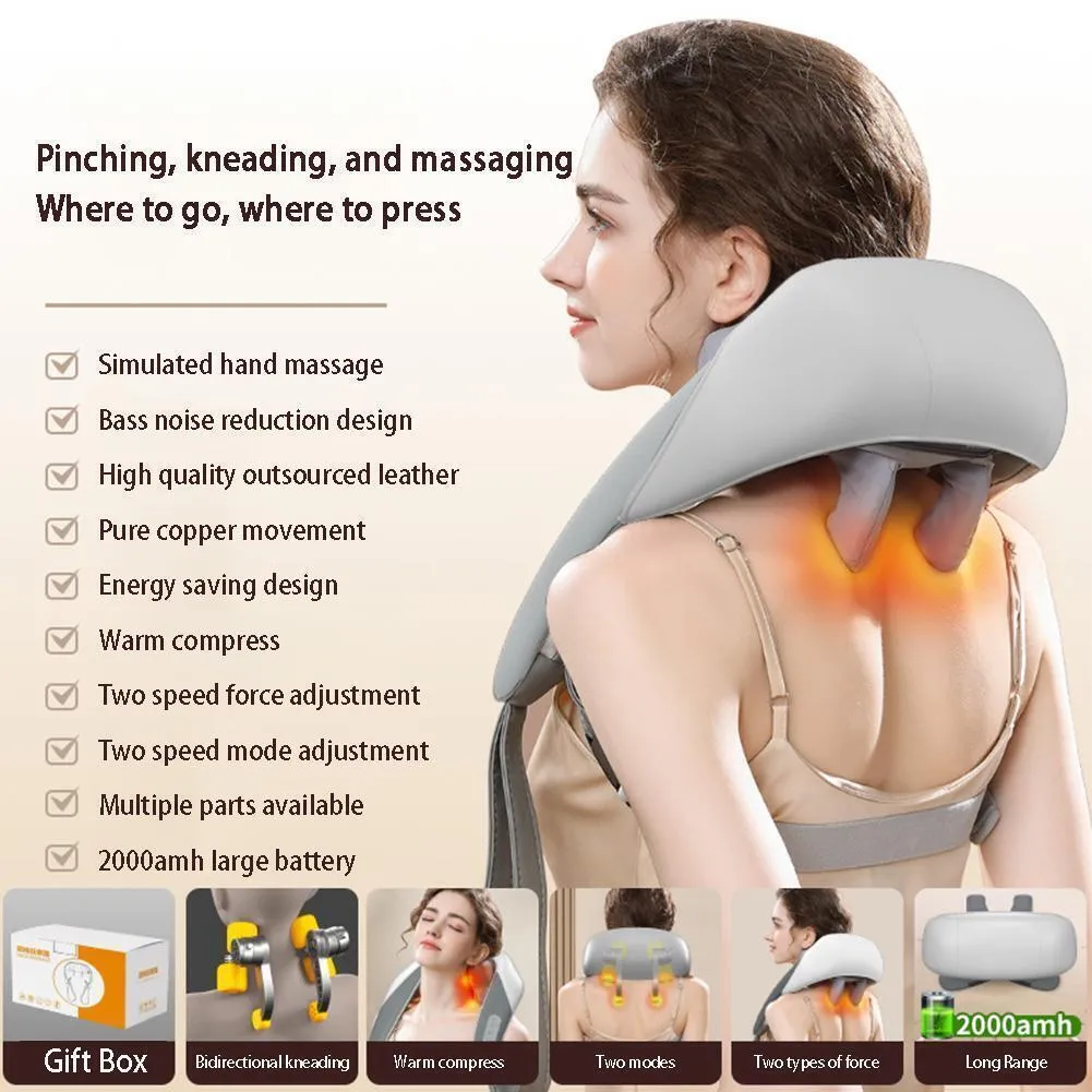 5D Large Head Heated Neck and Shoulder Massager, Low Noise