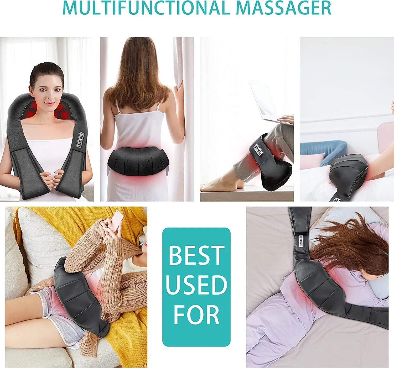 AERLANG Shiatsu Back and Neck Massager, Heating to Relieve Deep Tissue Pain, 3D Kneading Massage to Relieve Legs, Foot Muscles, Gift for Mom Dad Men Women