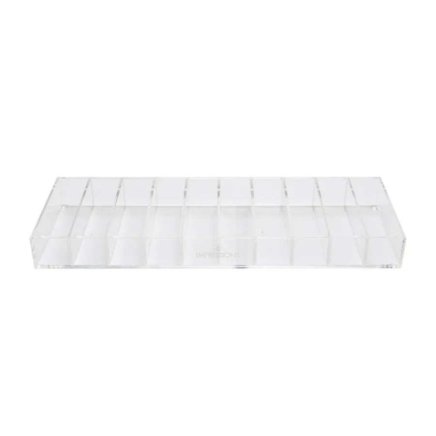 Alexa® Acrylic Makeup Drawer Organizer - Adjustable Dividers, 10 Slots (Long)