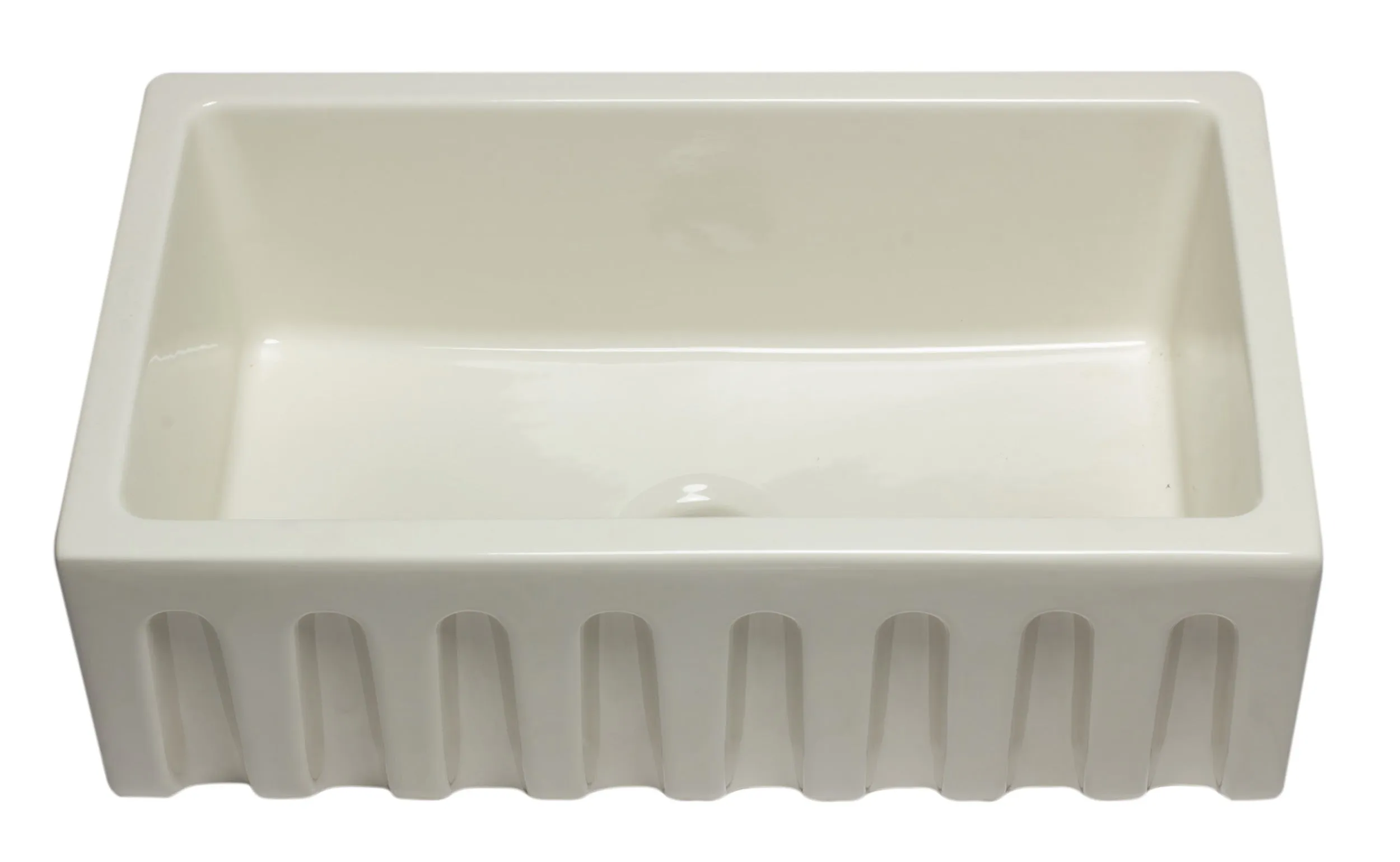 ALFI Brand - 30 inch Biscuit Reversible Smooth / Fluted Single Bowl Fireclay Farm Sink | AB3018HS-B