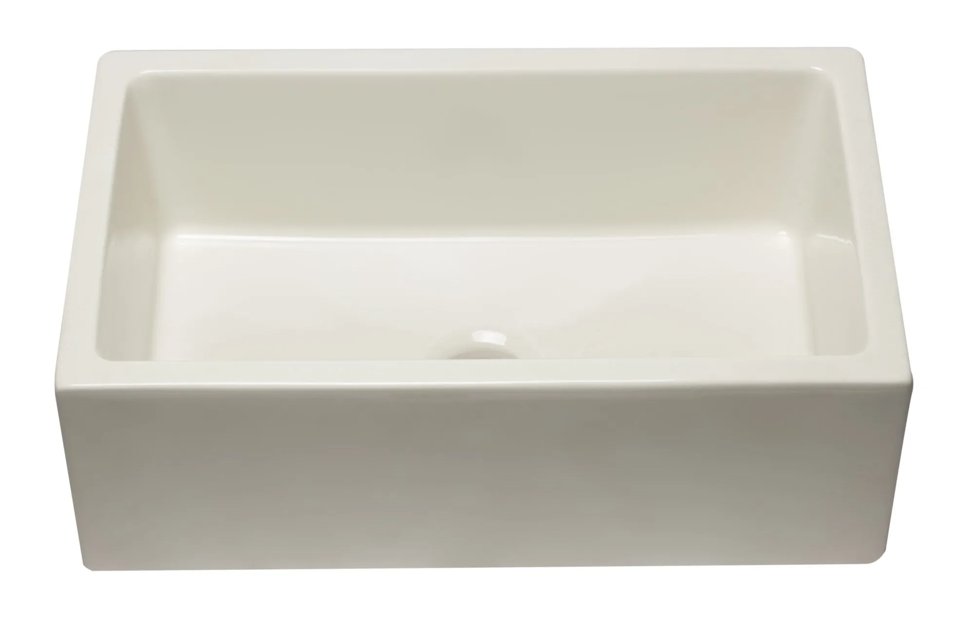 ALFI Brand - 30 inch Biscuit Reversible Smooth / Fluted Single Bowl Fireclay Farm Sink | AB3018HS-B