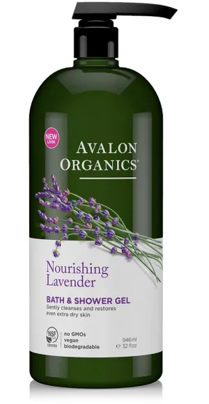 Avalon Organics Nourishing Lavender Bath & Shower Gel 32 oz Liquid