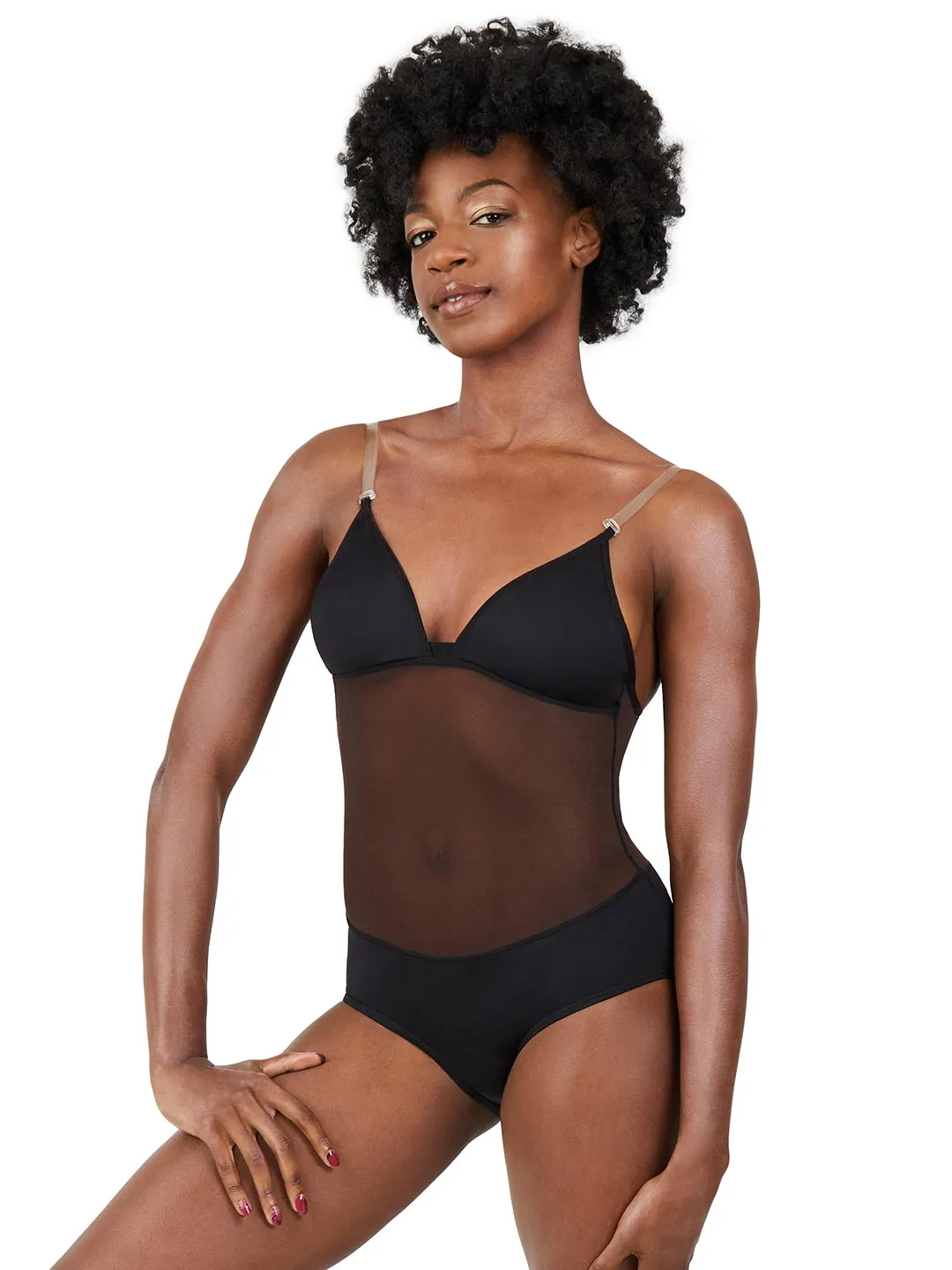 CAPEZIO 3763W PLUNGE NECK MESH MIDRIFF LEOTARD