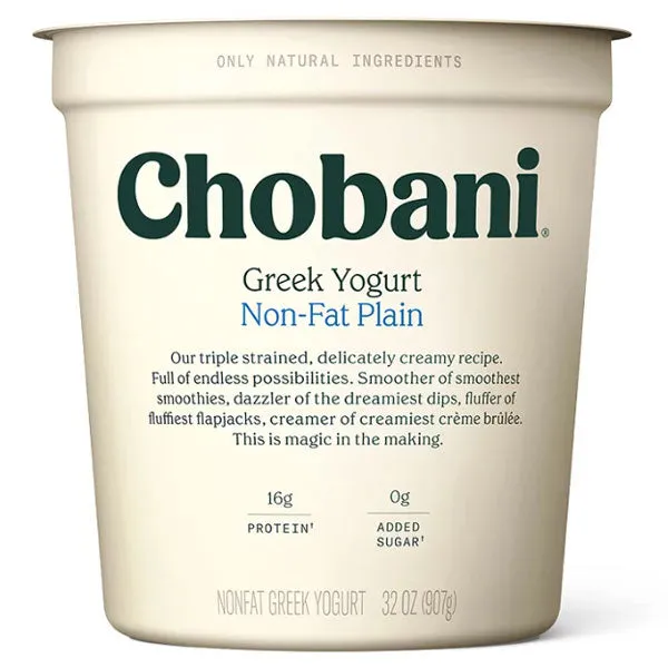 Chobani Non-Fat Greek Yogurt, Plain, 32 oz