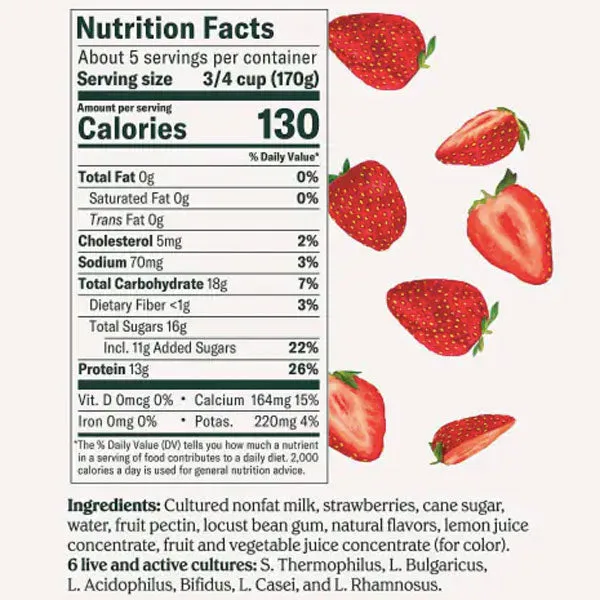 Chobani Strawberry Blended Nonfat Greek Yogurt, 32 oz