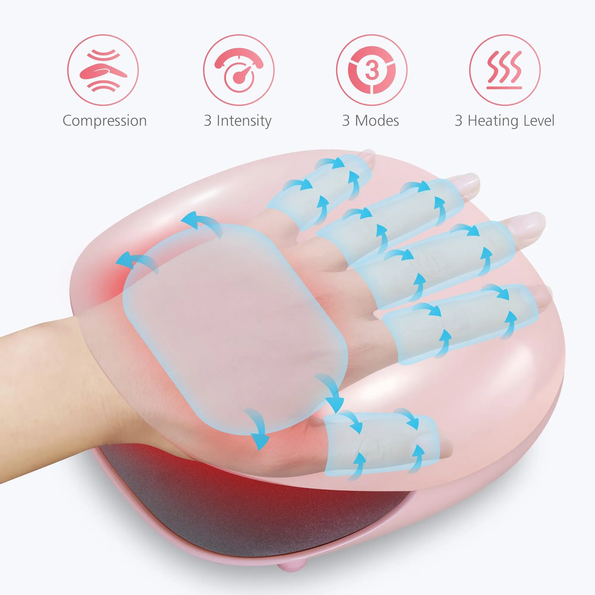 Comfier Cordless Hand Massager Machine with Heat for Carpal Tunnel hand pain relief(Pink) - 4803P