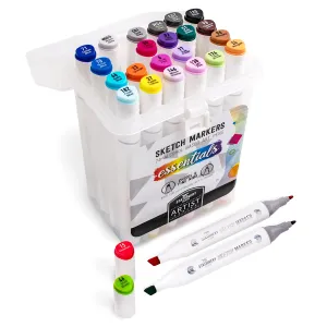 Essential Colours Sketch Markers & Hard Carry Case - Set of 24