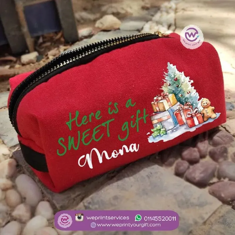 Fabric Boxy Pouch Makeup-Christmas