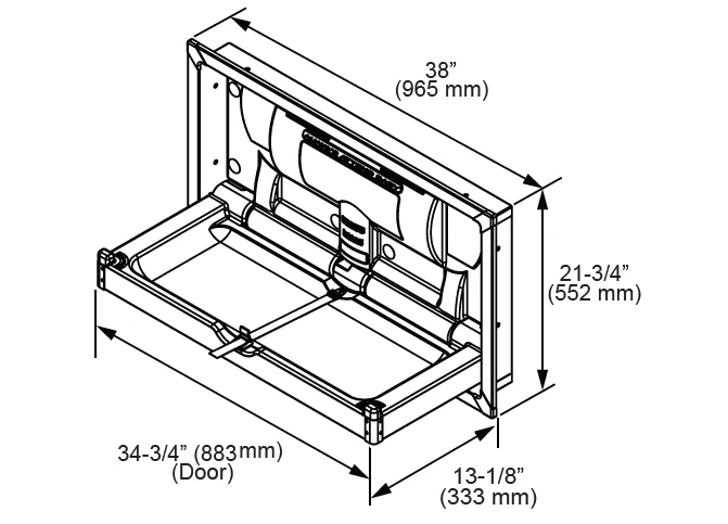 FOUNDATIONS® 100SSC-R Recess-Mounted, Horizontal-Folding Stainless Steel Clad & Framed Baby Changing Station