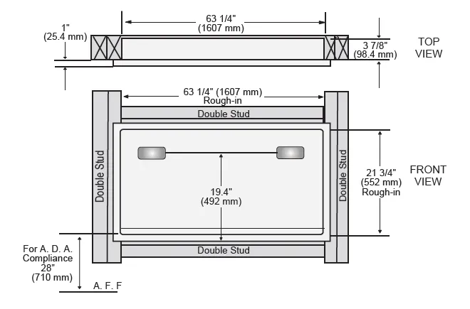 FOUNDATIONS® 100SSE-R Recessed-Mounted, Horizontal-Folding Full Stainless Steel Special Needs Changing Station