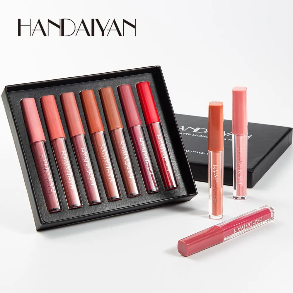 HANDAIYAN  6Colors/Sets Fashion Liquid Lipstick Lipgloss Sets Natural Moisturizer Waterproof Velvet Lip Glosses Gift Box