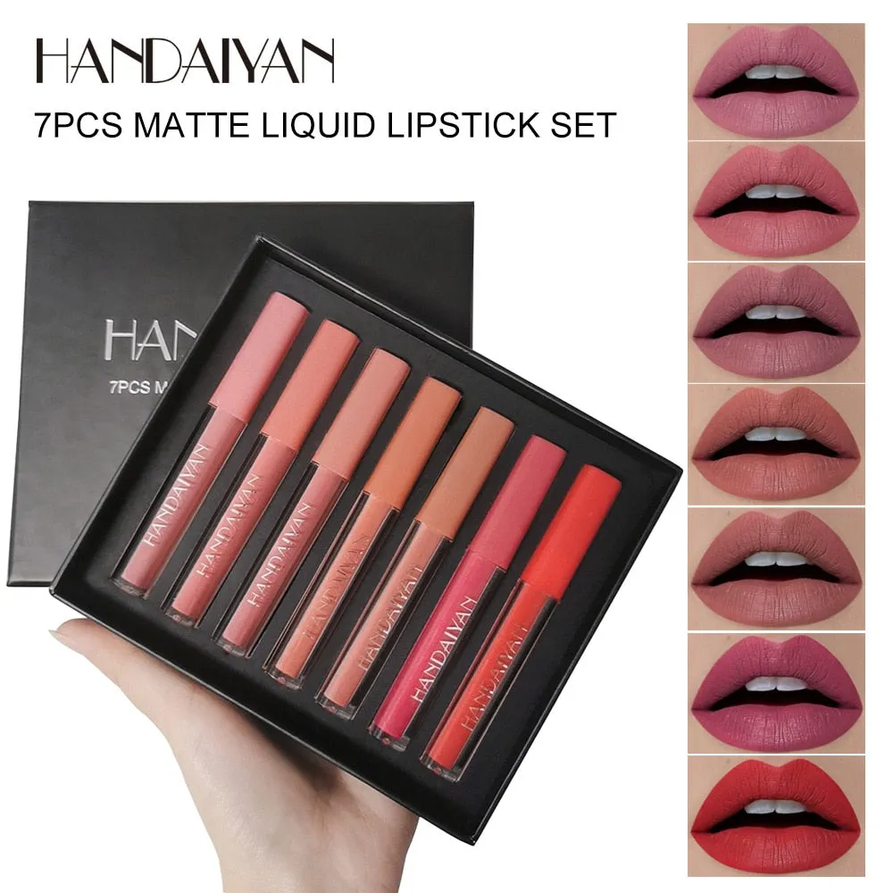 HANDAIYAN  6Colors/Sets Fashion Liquid Lipstick Lipgloss Sets Natural Moisturizer Waterproof Velvet Lip Glosses Gift Box