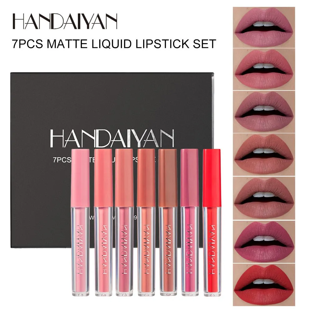 HANDAIYAN  6Colors/Sets Fashion Liquid Lipstick Lipgloss Sets Natural Moisturizer Waterproof Velvet Lip Glosses Gift Box