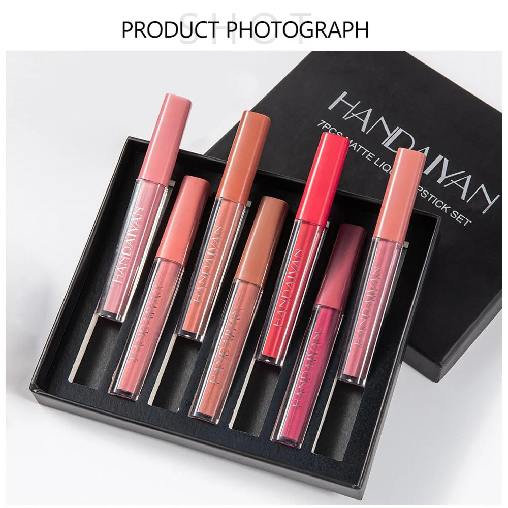 HANDAIYAN  6Colors/Sets Fashion Liquid Lipstick Lipgloss Sets Natural Moisturizer Waterproof Velvet Lip Glosses Gift Box