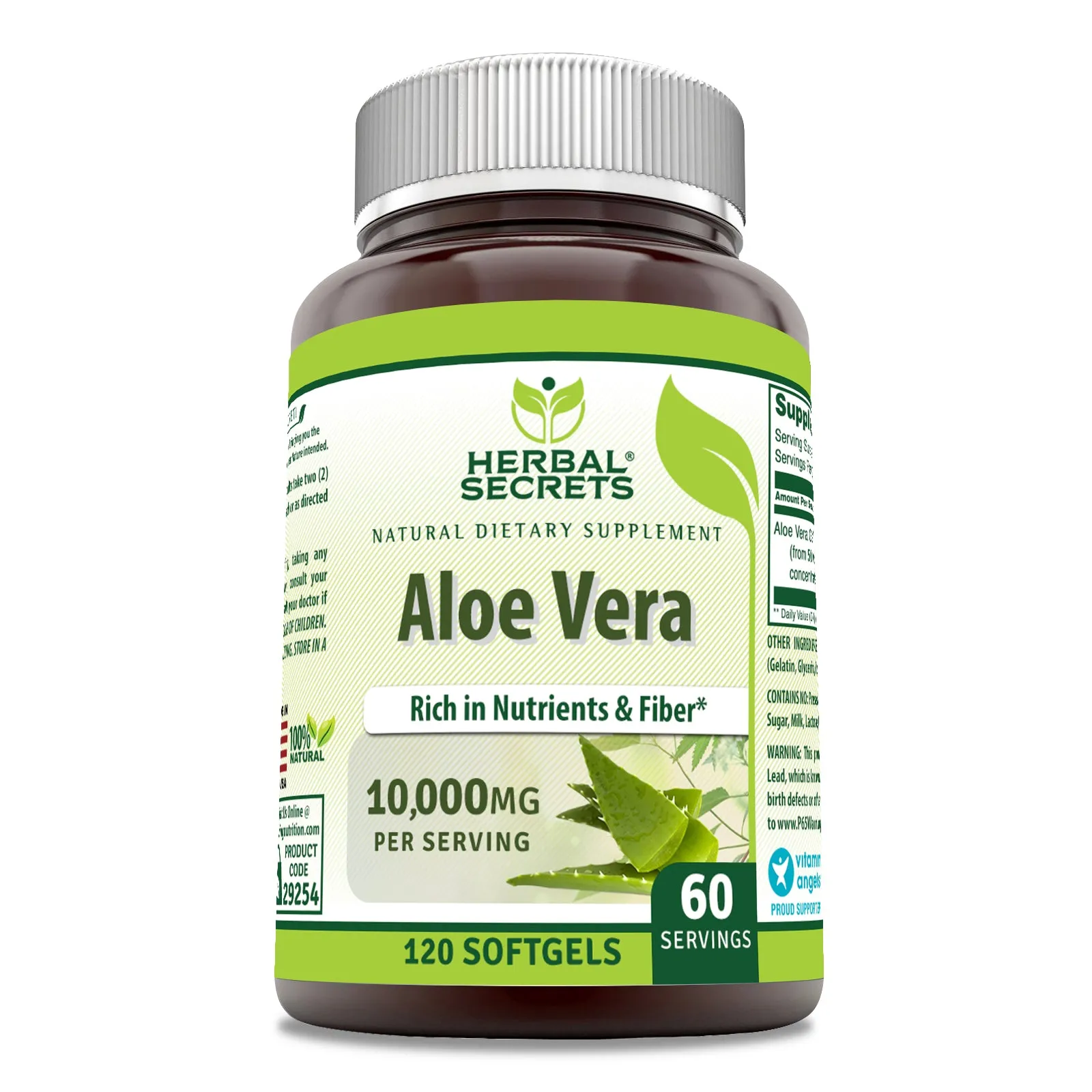 Herbal Secrets Aloe Vera | 10,000 Mg per Serving | 120 Softgels