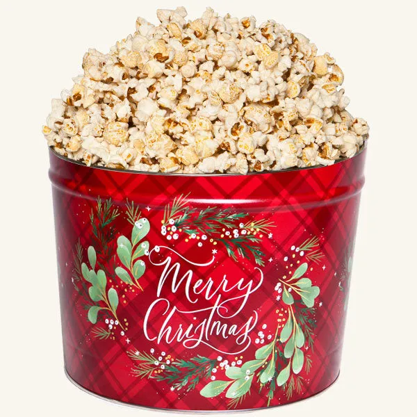 Johnson's Popcorn 2 Gallon Christmas Plaid Tin