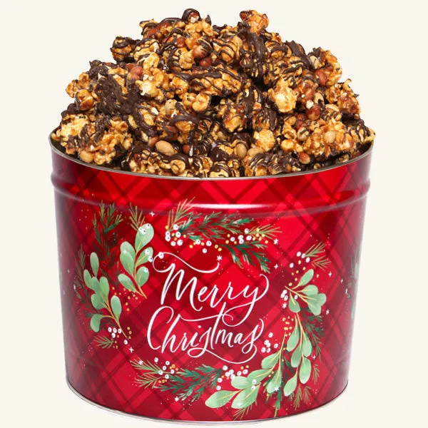 Johnson's Popcorn 2 Gallon Christmas Plaid Tin