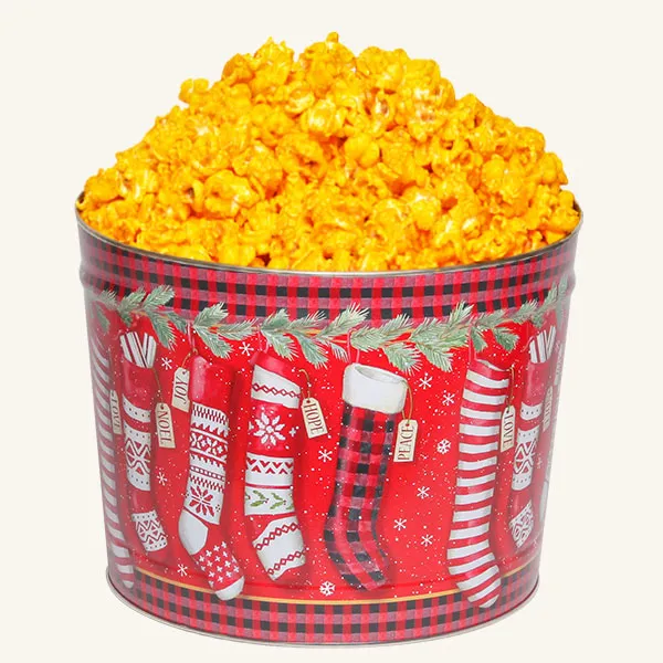 Johnson's Popcorn 2 Gallon Christmas Stockings Tin