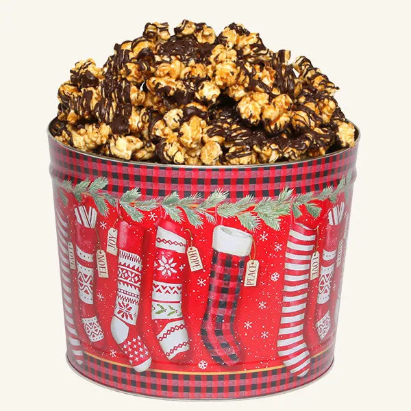 Johnson's Popcorn 2 Gallon Christmas Stockings Tin