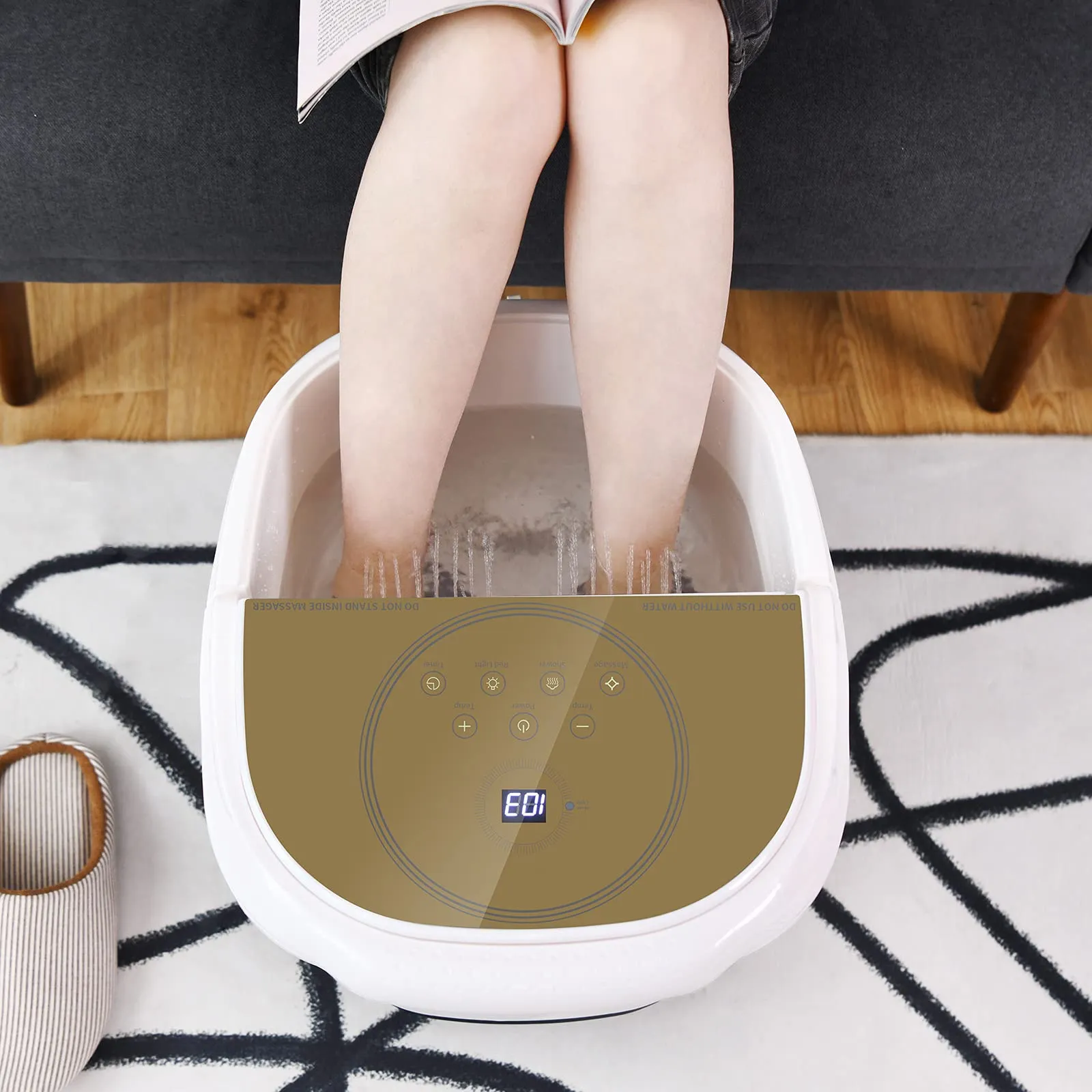 KOMFOTT Foot Spa Bath Massager Pedicure Tub with 4 Shiatsu Massagers & 3-Angle Shower