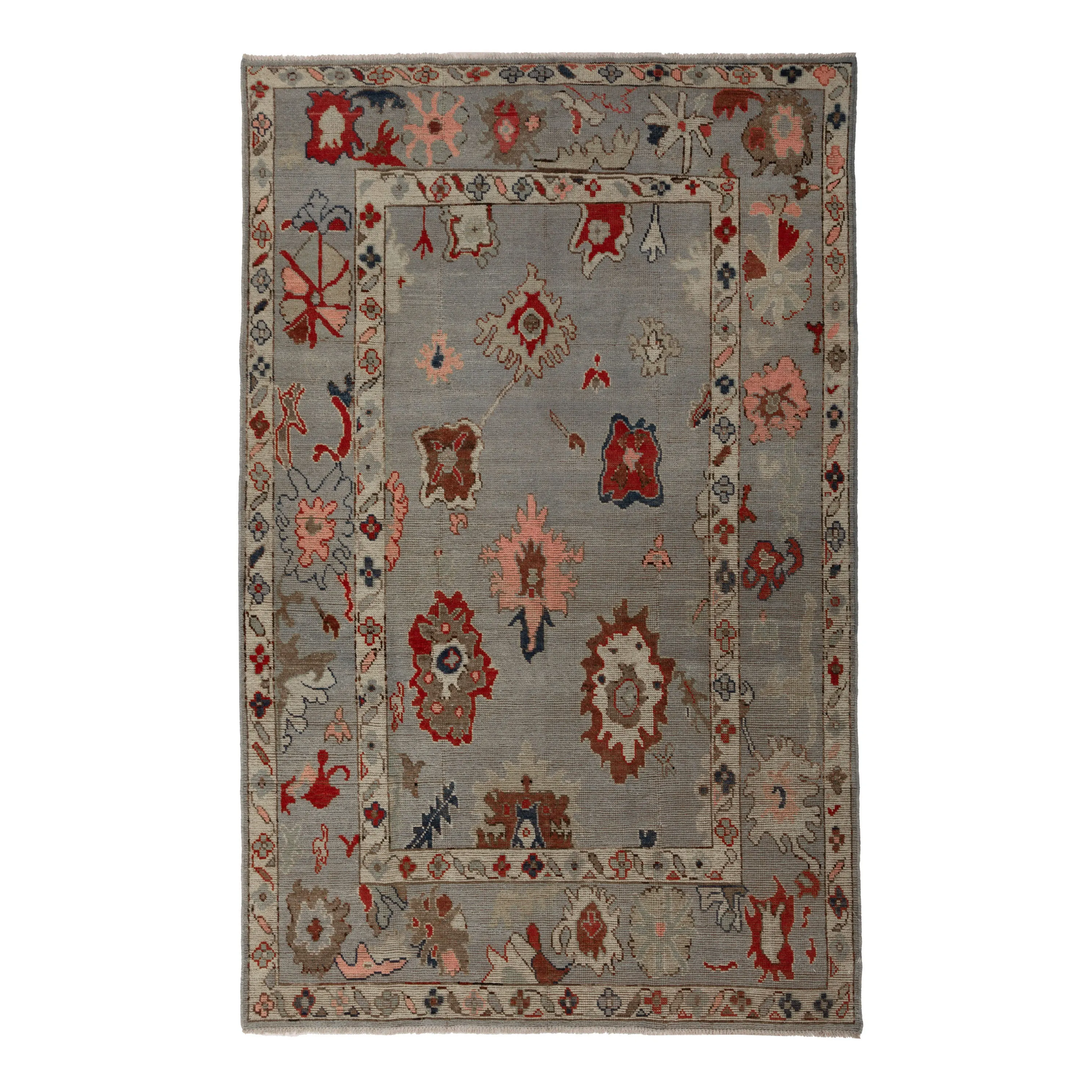 Light Blue Zameen Transitional Wool Rug - 5'4" x 8'1"