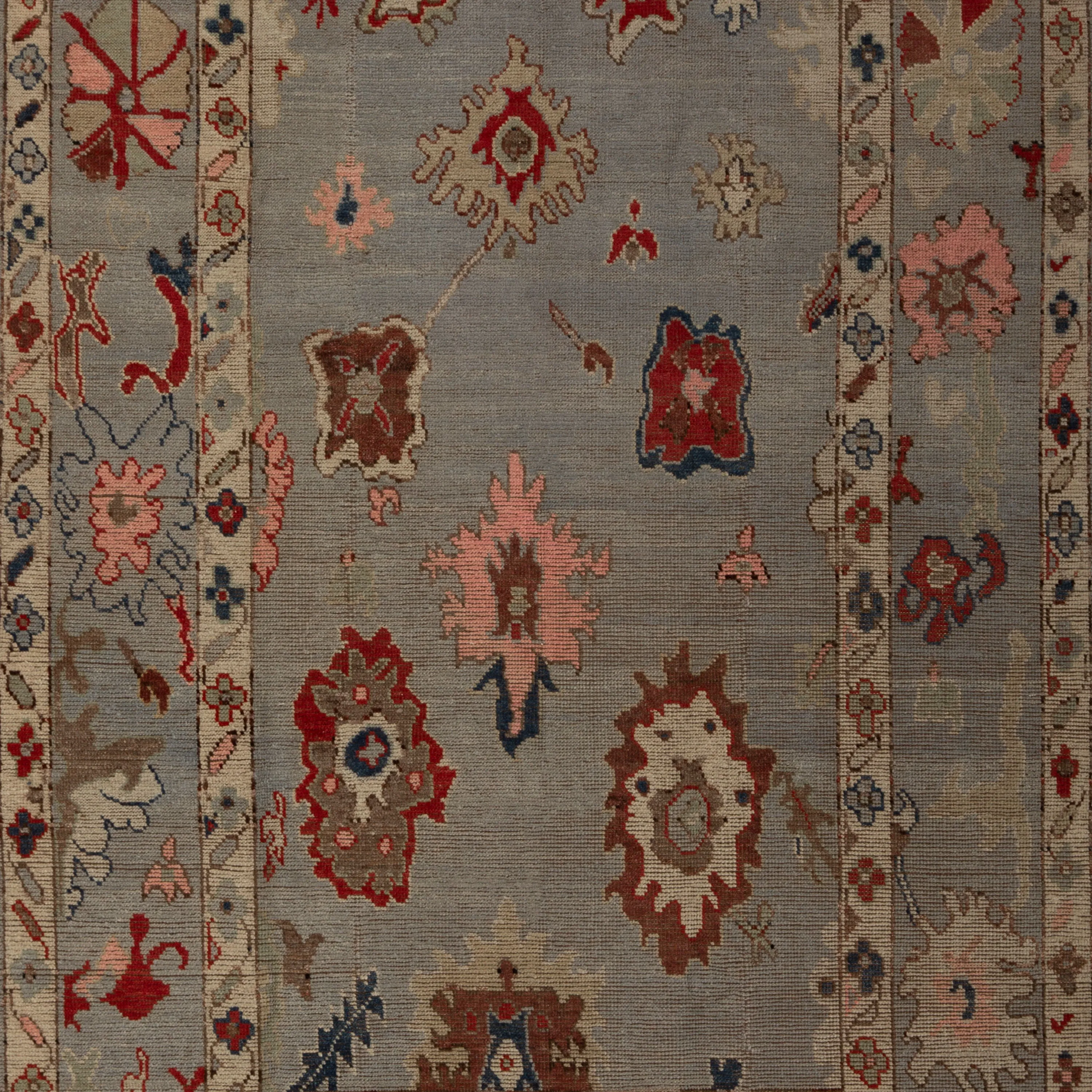 Light Blue Zameen Transitional Wool Rug - 5'4" x 8'1"