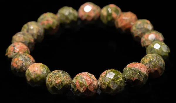 Luxury Faceted Unakite Natural Gemstone Bracelet