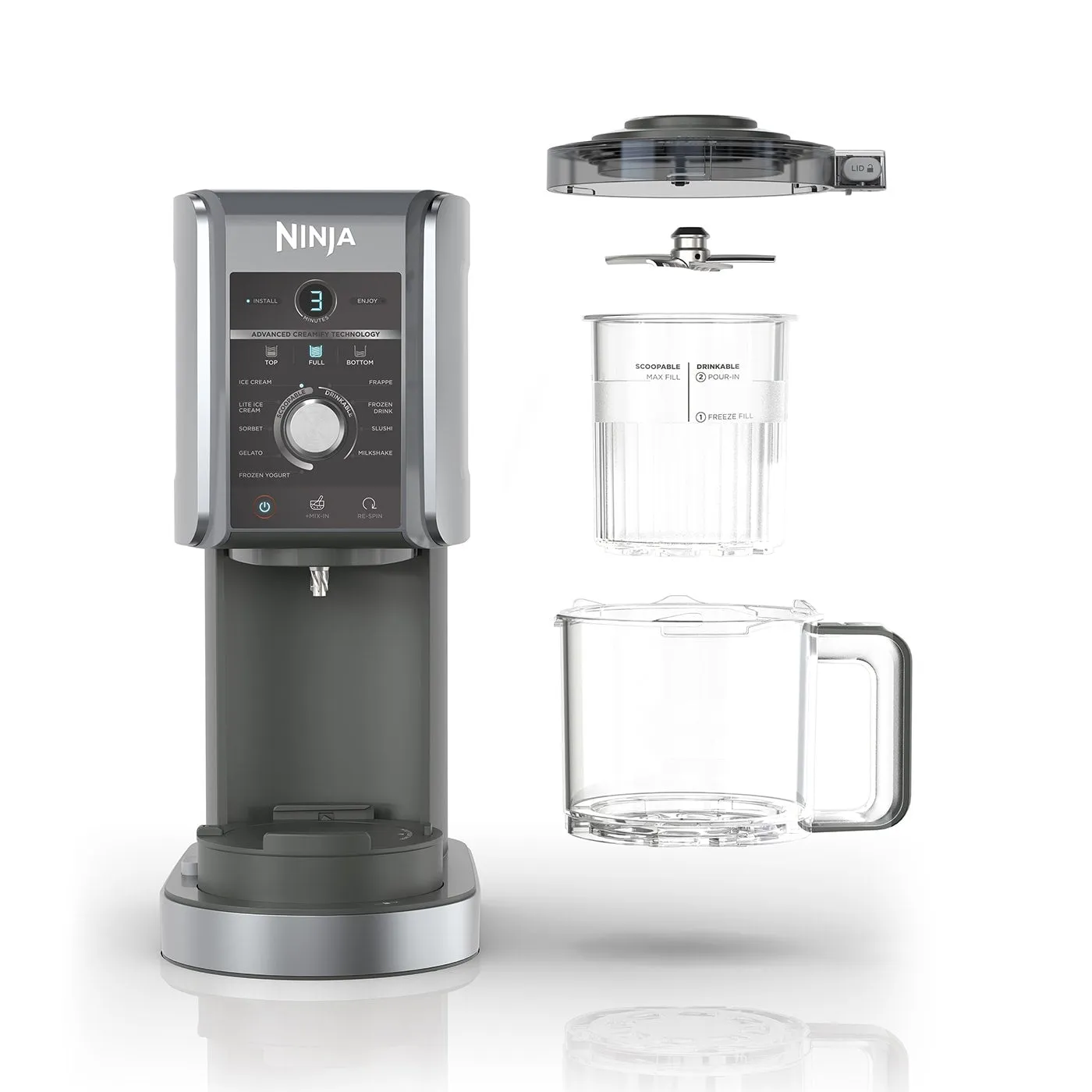 Ninja CREAMi Deluxe 10-in-1 Ice Cream and Frozen Drink Maker - Black & Silver | NC501UK