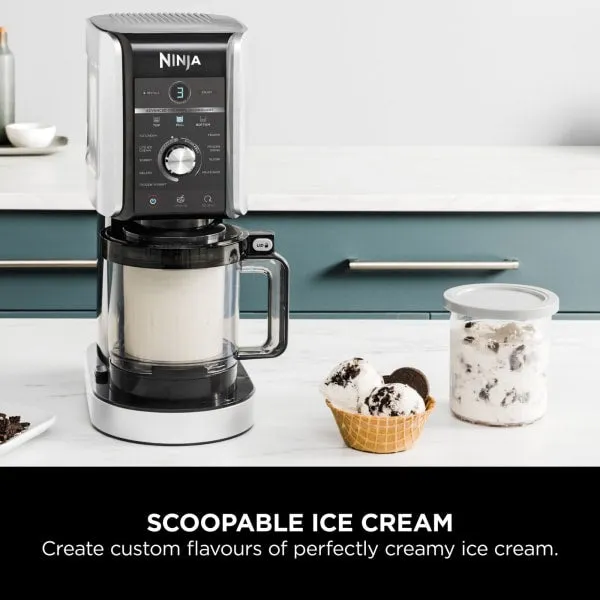 Ninja CREAMi Deluxe 10-in-1 Ice Cream and Frozen Drink Maker - Black & Silver | NC501UK