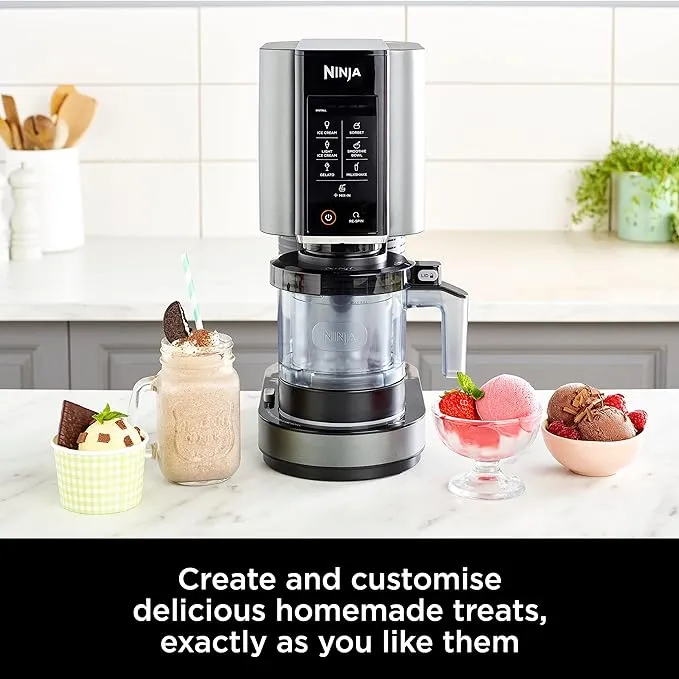 Ninja CREAMi Ice Cream & Frozen Dessert Maker, Black/Silver with Free 3 Dessert Tubs