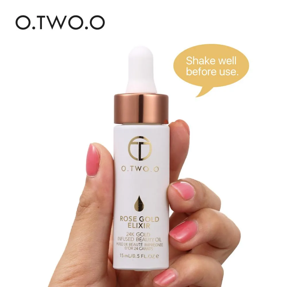 O.TWO.O 24k Rose Gold Elixir Skin Make Up Oil For Face Essential Oil Before Primer Foundation Oil Anti-aging