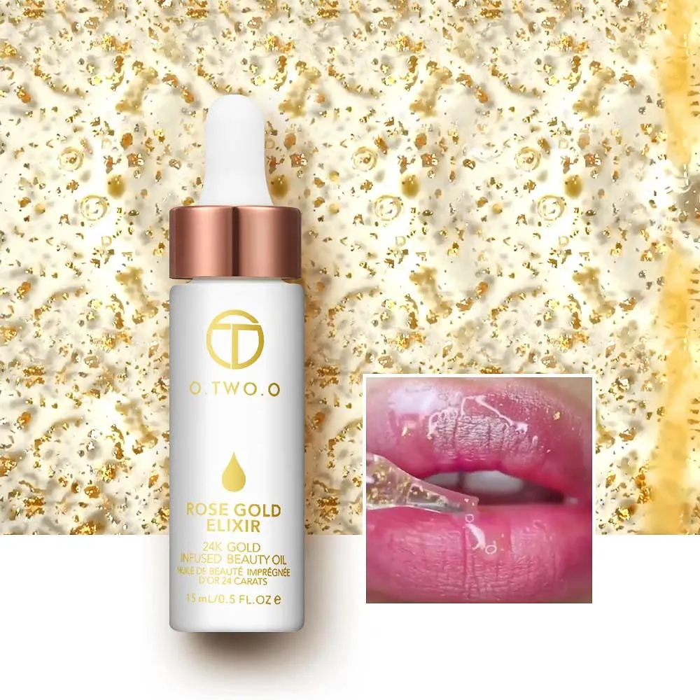 O.TWO.O 24k Rose Gold Elixir Skin Make Up Oil For Face Essential Oil Before Primer Foundation Oil Anti-aging