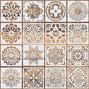 PATPAT® 16 Pcs Stencil Border, Reusable Painting Template for Home Decor, Crafting, DIY Albums and Printing,Art Scrapbook, Cake, Wall, Tile, Fabric