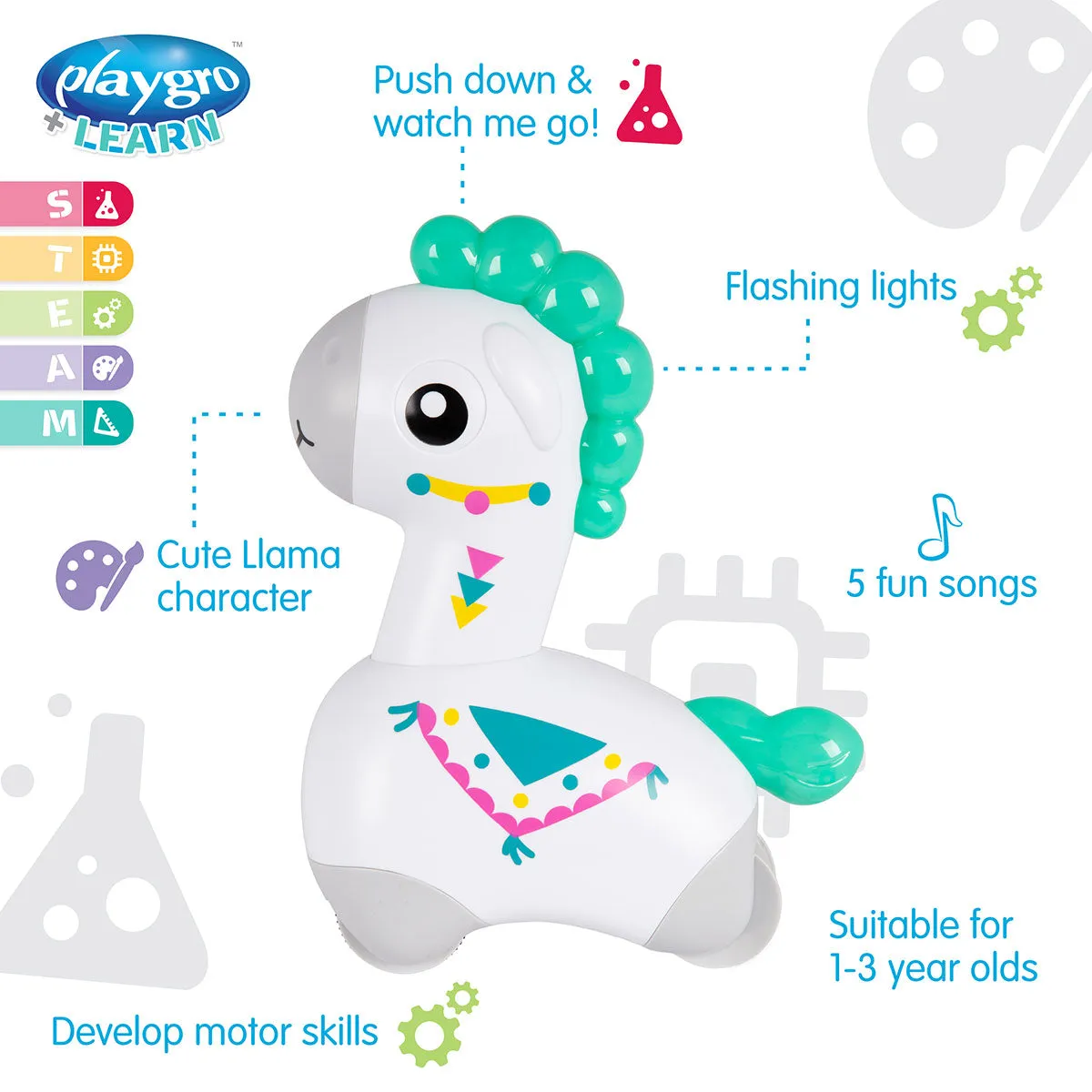 Playgro - Light Me Up Push And Go Musical Llama