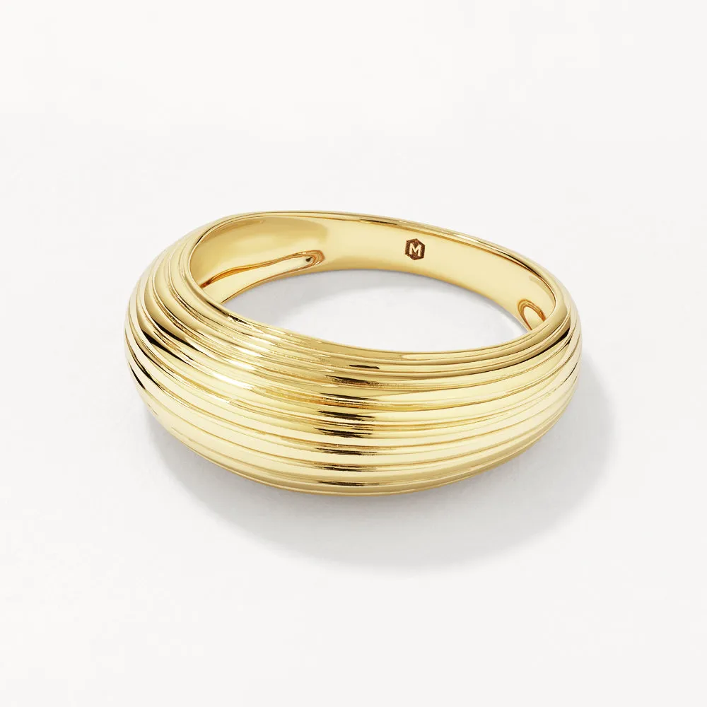 Ribbed Dome Ring in Gold