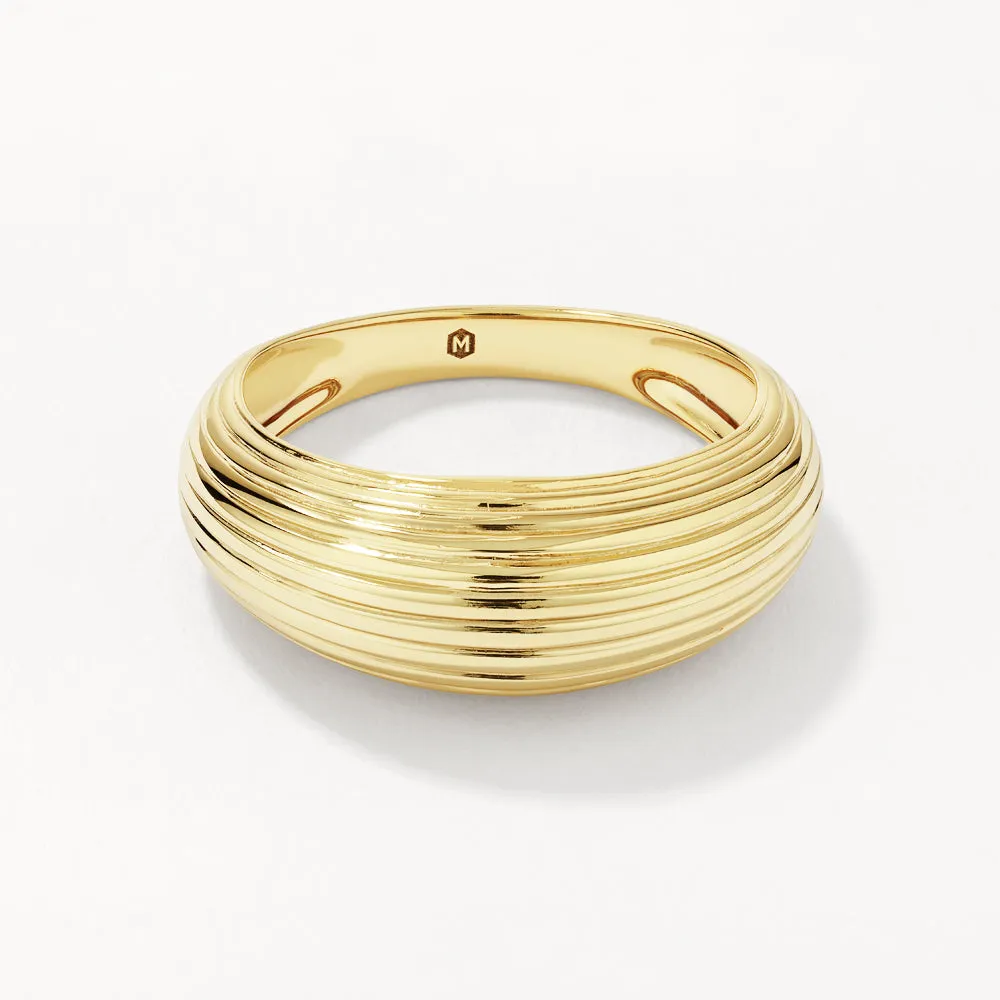 Ribbed Dome Ring in Gold