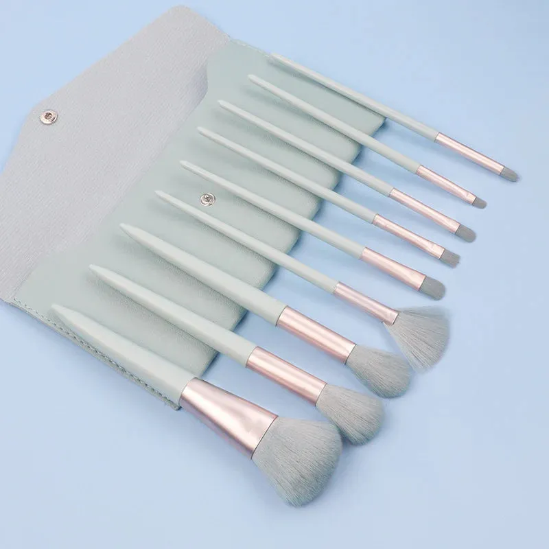 Soft Makeup Brushes 10pcs Pu Pack Nylon Plastic Handle