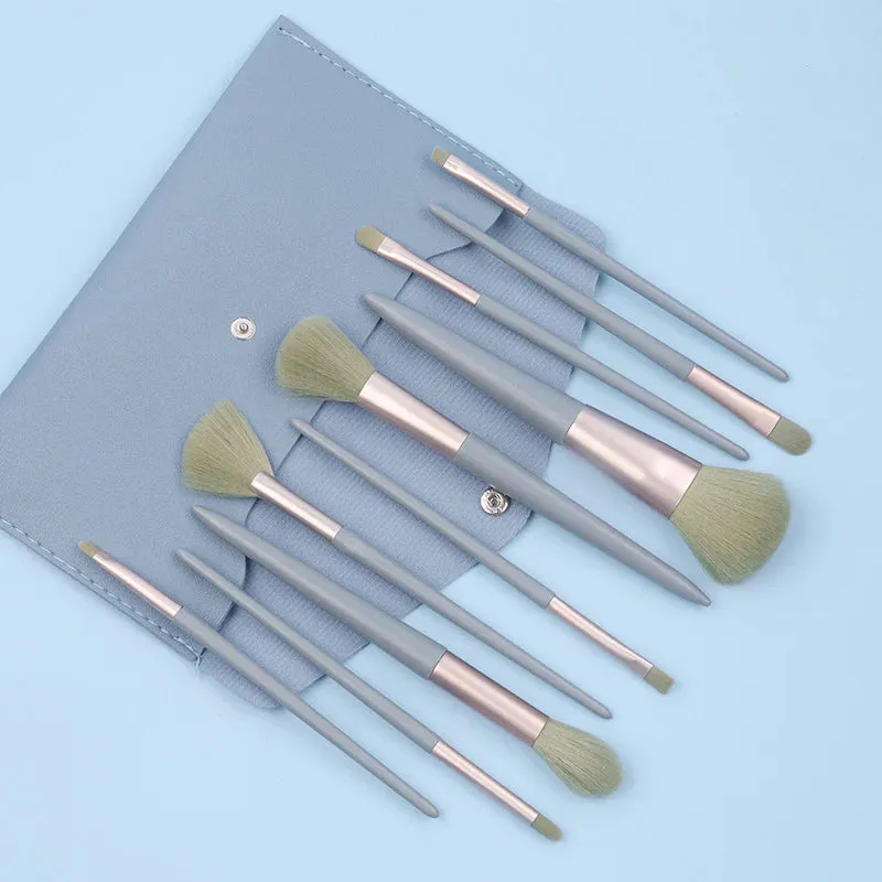 Soft Makeup Brushes 10pcs Pu Pack Nylon Plastic Handle