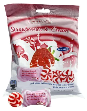 Strawberry & Cream Hard Candy 5.5 Ounce Bag, 25 Pieces