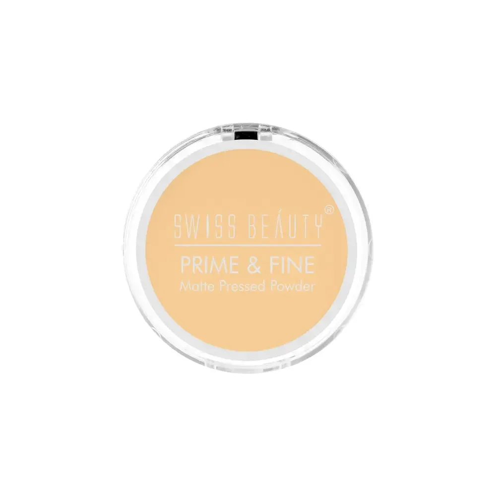 Swiss Beauty Prime & Fine Matte Pressed Powder, Face Makeup, 8g (Natural-Beige)