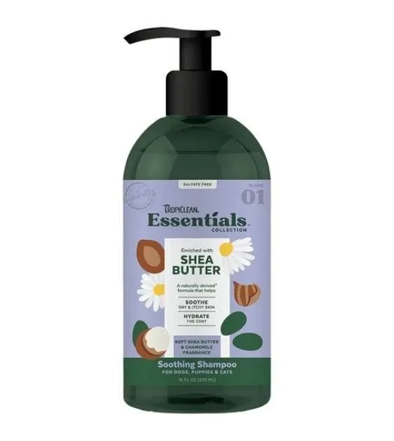 Tropiclean Essentials Shea Butter Soothing Shampoo For Puppies, Dogs & Cats