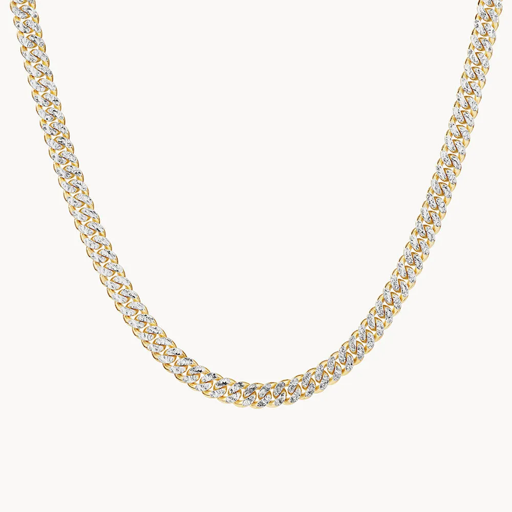 Two Tone Cuban Chain Necklace in Gold