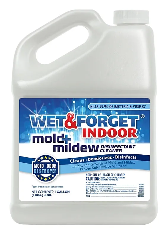 Wet & Forget 802128 Mold and Mildew Disinfectant Cleaner, 128 oz, Liquid, Bland, Clear :EA: QUANTITY: 1