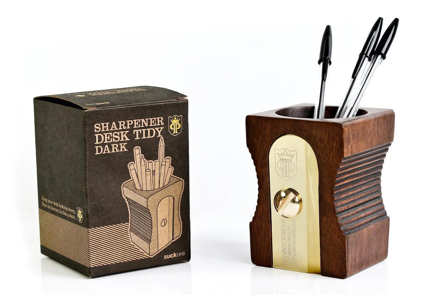 Wood Sharpener Desk Tidy - Dark