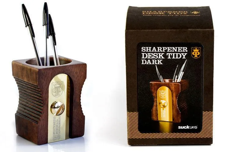 Wood Sharpener Desk Tidy - Dark