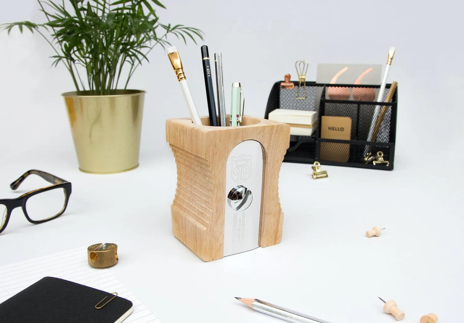 Wood Sharpener Desk Tidy - Light