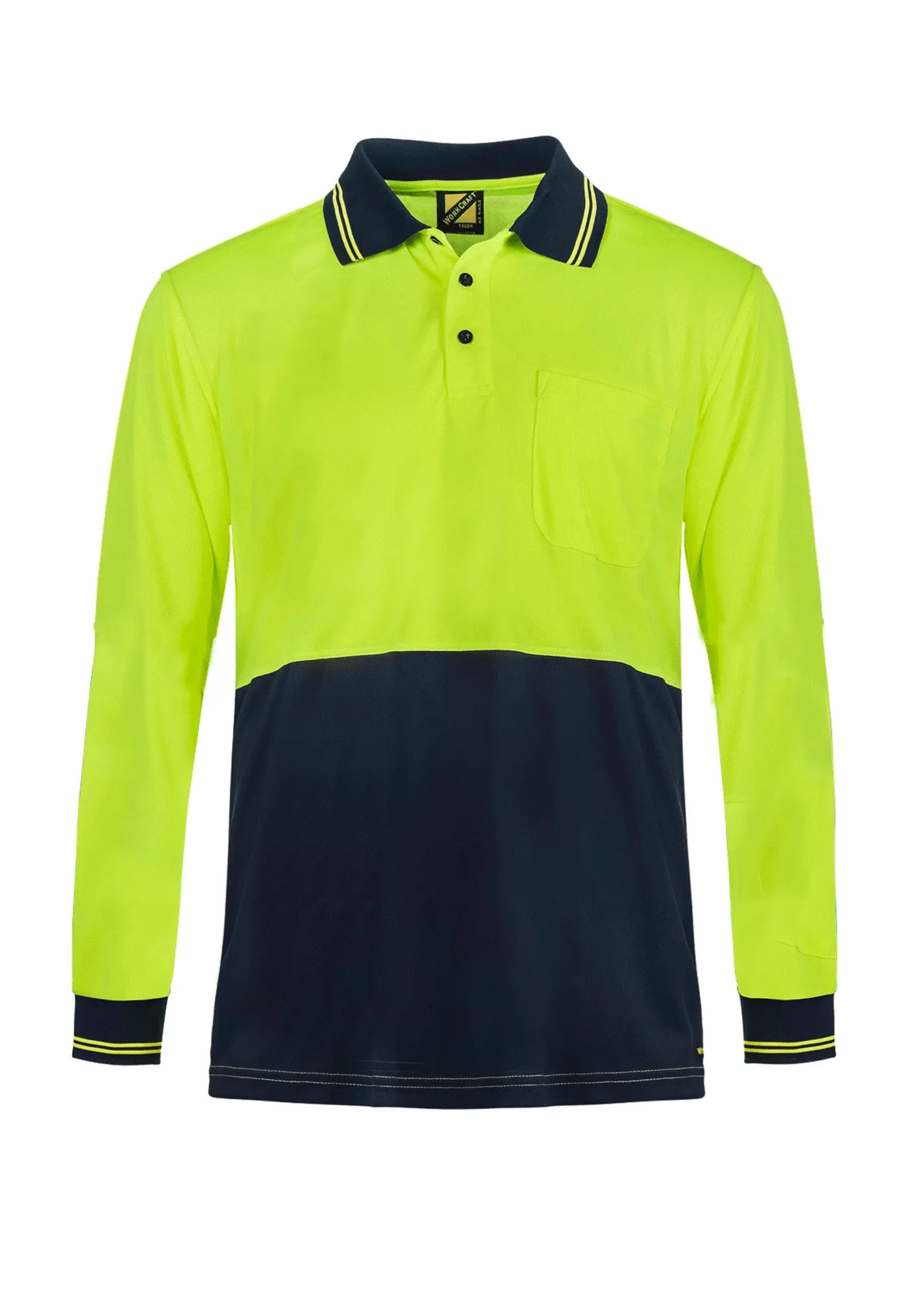 WSP209 HI VIS LIGHTWEIGHT LONG SLEEVE MICROMESH POLO WITH POCKET